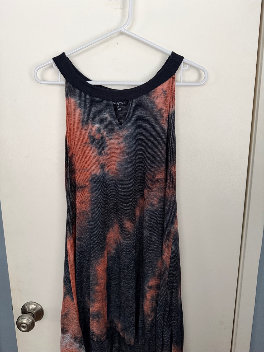 Yak & Yeti Black & Rust Tie-Dye Hankerchief bottom Tank Dress / Tunic